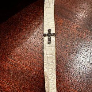 Diamond Cross Leather Bracelet